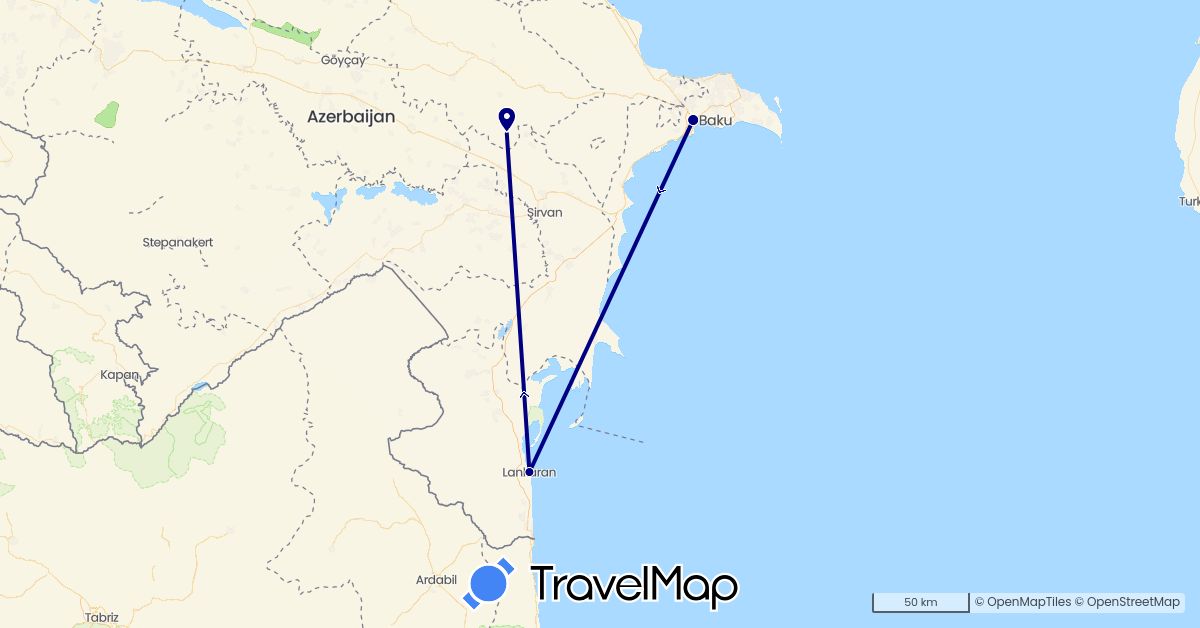 TravelMap itinerary: driving in Azerbaijan (Asia)